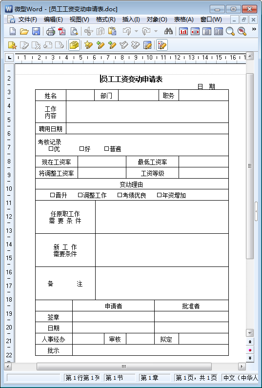 工资调整申请报告