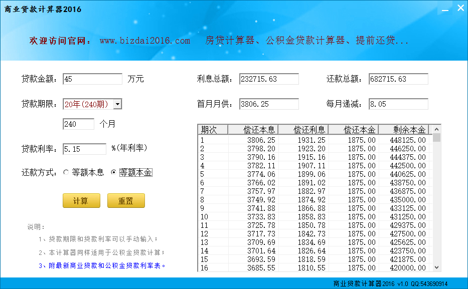 贷款计算器|商业贷款计算器20161.0 绿色版